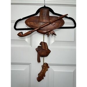 Vintage Mid-Century Modern Korean Hand-Carved Wood Plaque Wall Art Korea Baldwin